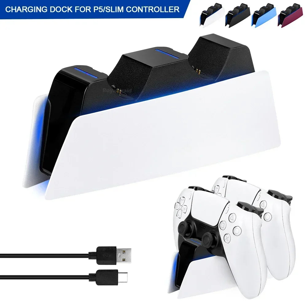 5 FARBEN für PS5-Controller, Ladestation, Dual-Schnellladestation für PS5, Typ C und PS5-Edge-Game-Controller mit LED-Anzeige