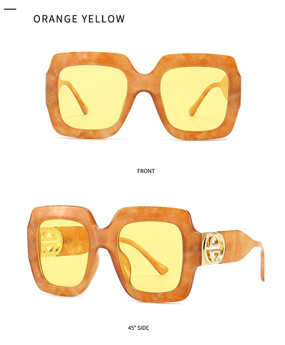 2024 Retro übergroße quadratische Sonnenbrille Frauen Luxusmarke Big Frame Sonnenbrille für Männer Vintage Punk Shades UV400 Tendy Brillen