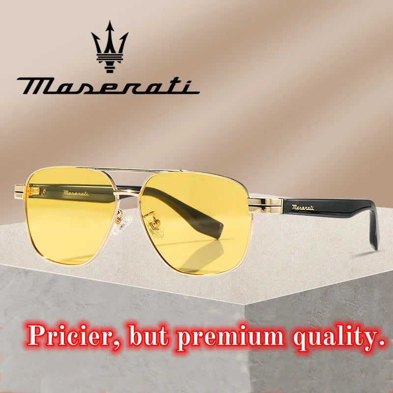 MASERATI Sonnenbrille, neue modische Schutzbrille, stilvolle, ungerahmte Metallrand-Sonnenbrille für Männer und Frauen, coole Pose, trendiges Design 10785
