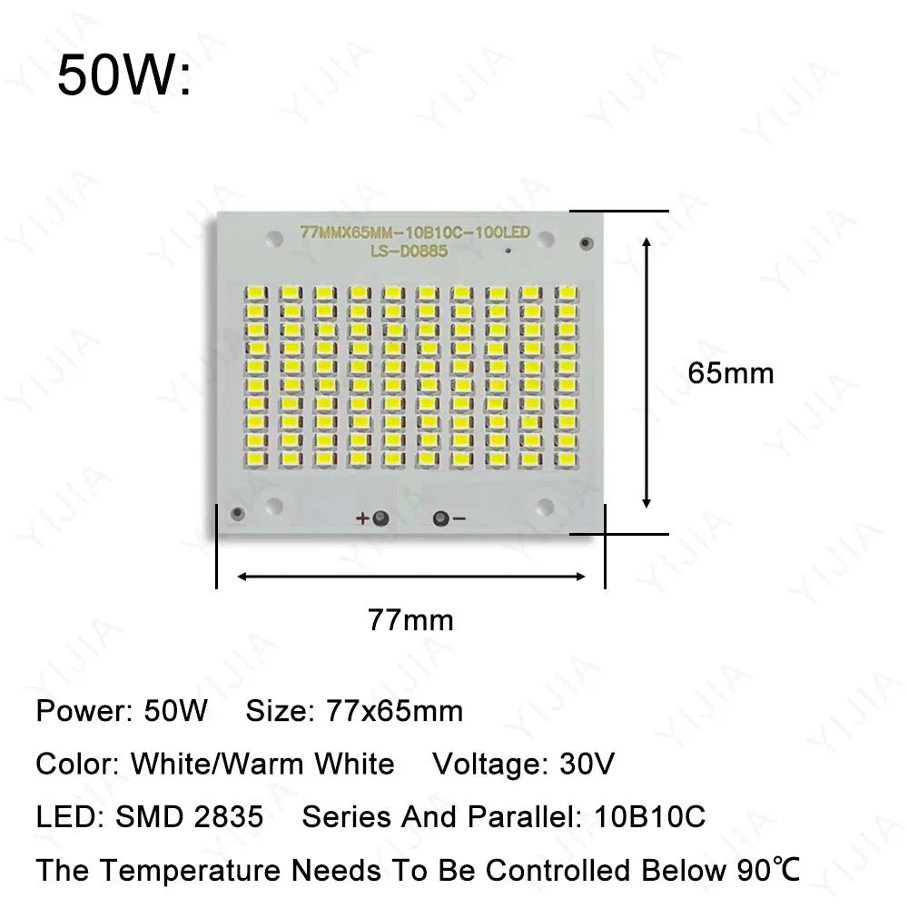 LED-Chip SMD2835 LED-Platine 10W 20W 30W 50W 100W 150W 200W DC30-34V Aluminiumsubstratbeleuchtung Außenflutlichtstrahler
