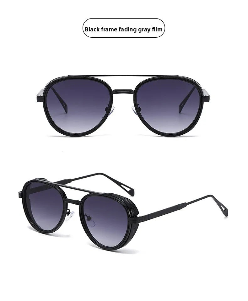 2026 Neue Luxus Steampunk Sonnenbrille, Metallrahmen Ovale Vintage-Brille, Modische Sonnenbrille für Damen, Fahrerbrille für Herren