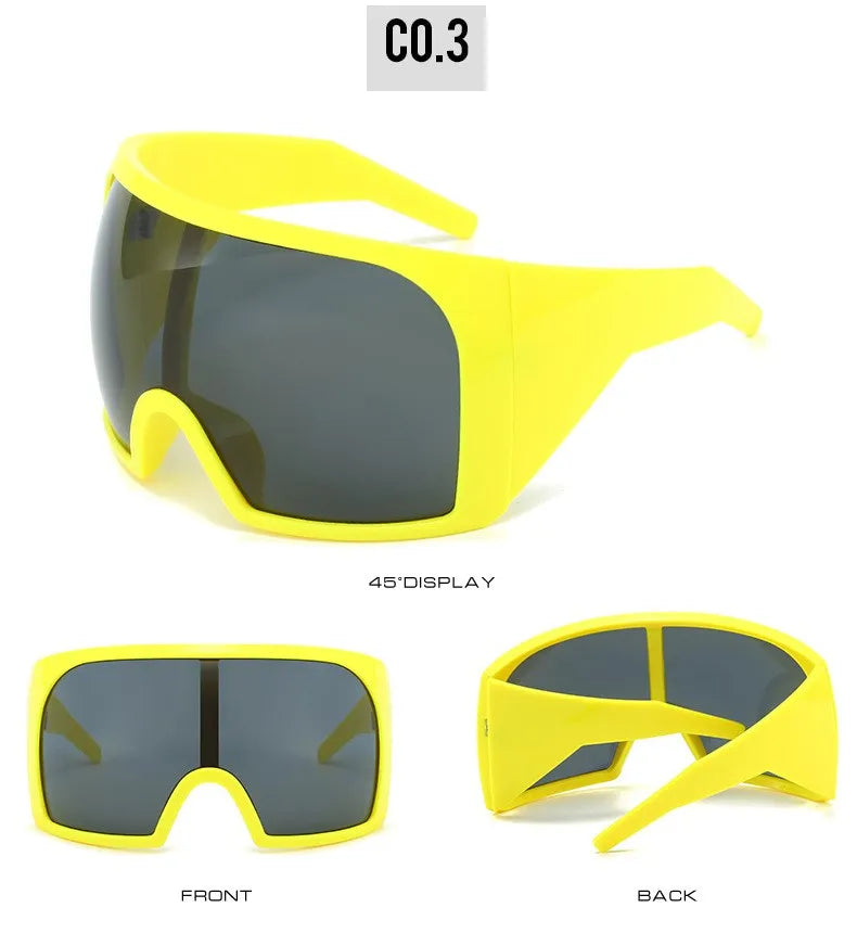 Übergroße Punk-Schild-Sonnenbrille für Damen und Herren, großer Rahmen, 2025, Luxusmarke, Steampunk-Maske, Sonnenbrille für Damen, Sportbrille, UV400