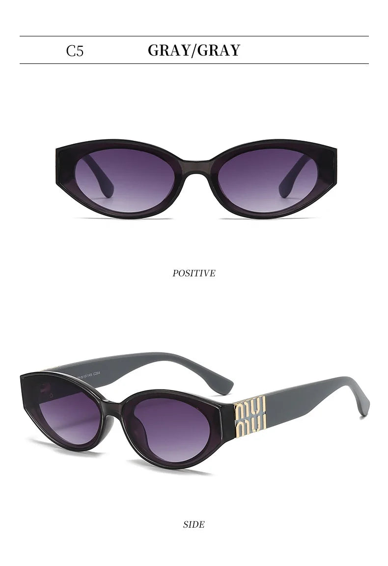 Luxuriöse Glamour-Sonnenbrille für Damen und Herren, oval, minimalistisch, Modemarke, Sonnenbrille, Unisex, stilvolle Farbtöne, UV400