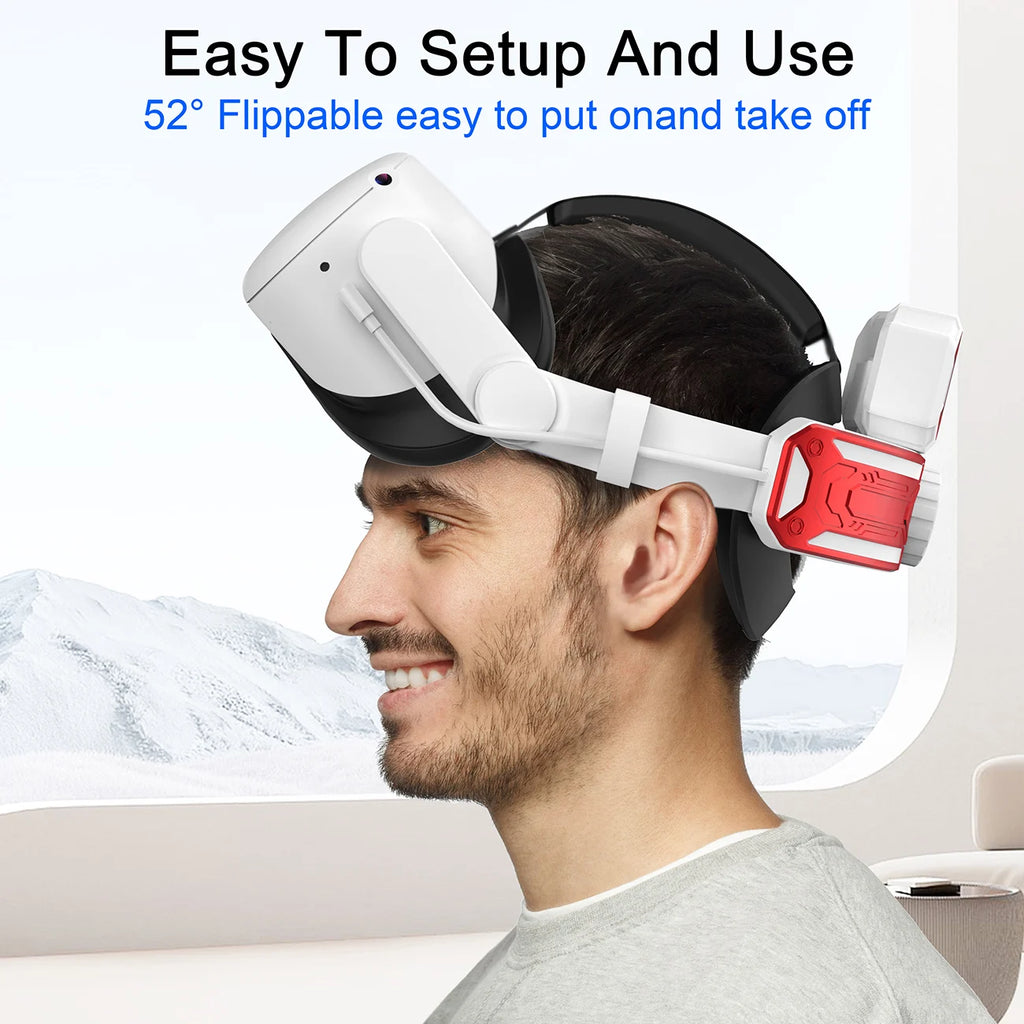 Kopfband mit Akku für Meta/Oculus Quest 2, verstellbares Elite-Gurt-Ersatzzubehör für Oculus/Meta Quest 2