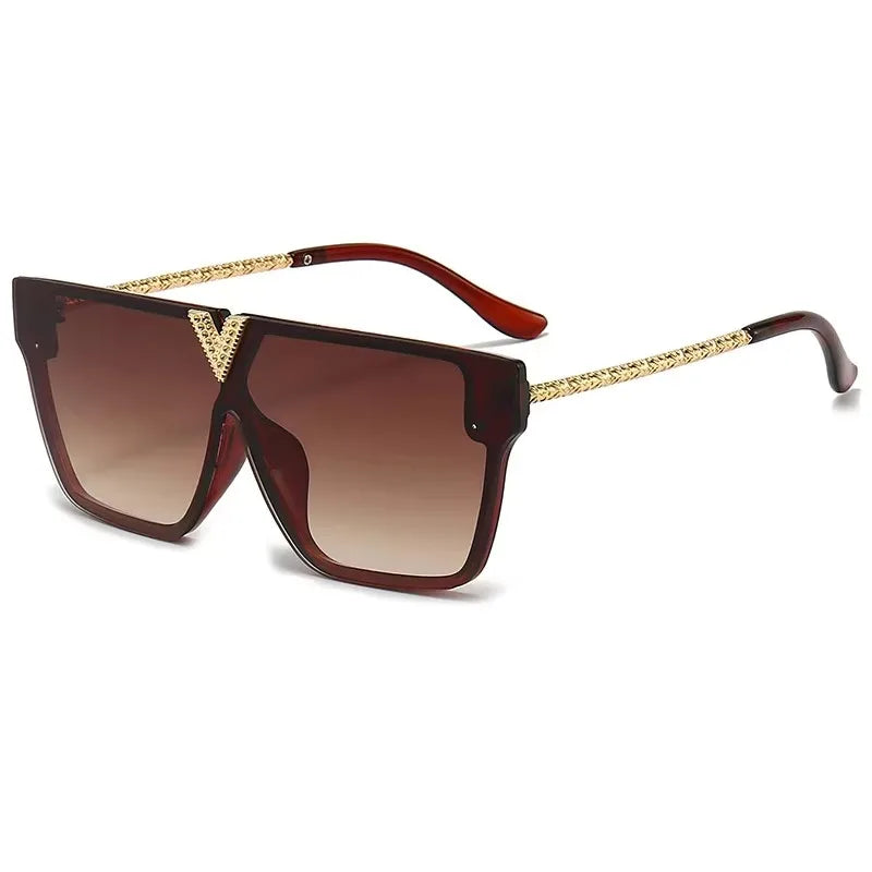 Sonnenbrille mit Buchstabe V für Damen und Herren, quadratischer Rahmen, zum Fahren, beliebter UV-Schutz, schwarze Sonnenbrille, Markendesign, berühmte Brillen 2025,