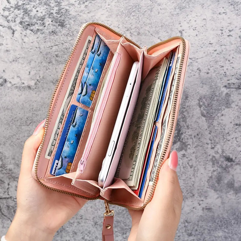 Mode Reiß verschluss Brieftaschen Damen lange Geldbörsen Handtaschen Münz geldbeutel Karten halter PU Leder Billfold Brieftasche
