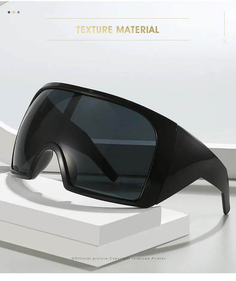 Übergroße Sonnenbrille für Herren, umwickelt, windabweisend, persönlich, große Farbtöne, futuristische Mode, Zukunftsschild, Uv400, Radfahren, Motorrad