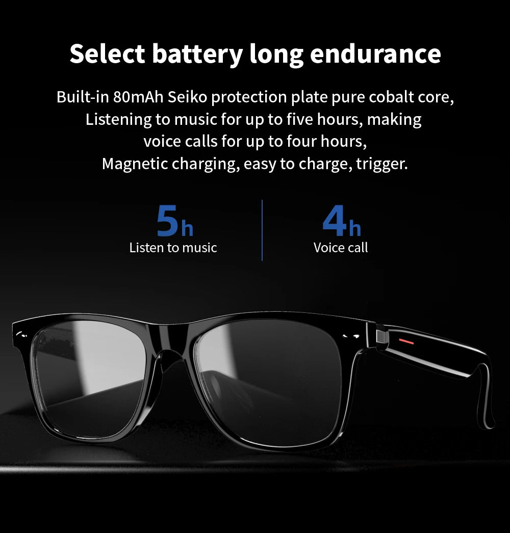 SENBONO E13 Intelligente Brille: Blaulichtfilterung, polarisierte Sonnenbrillengläser, Audio, integriertes Mikrofon, Lautsprecher, Touch- und Sprachassistent