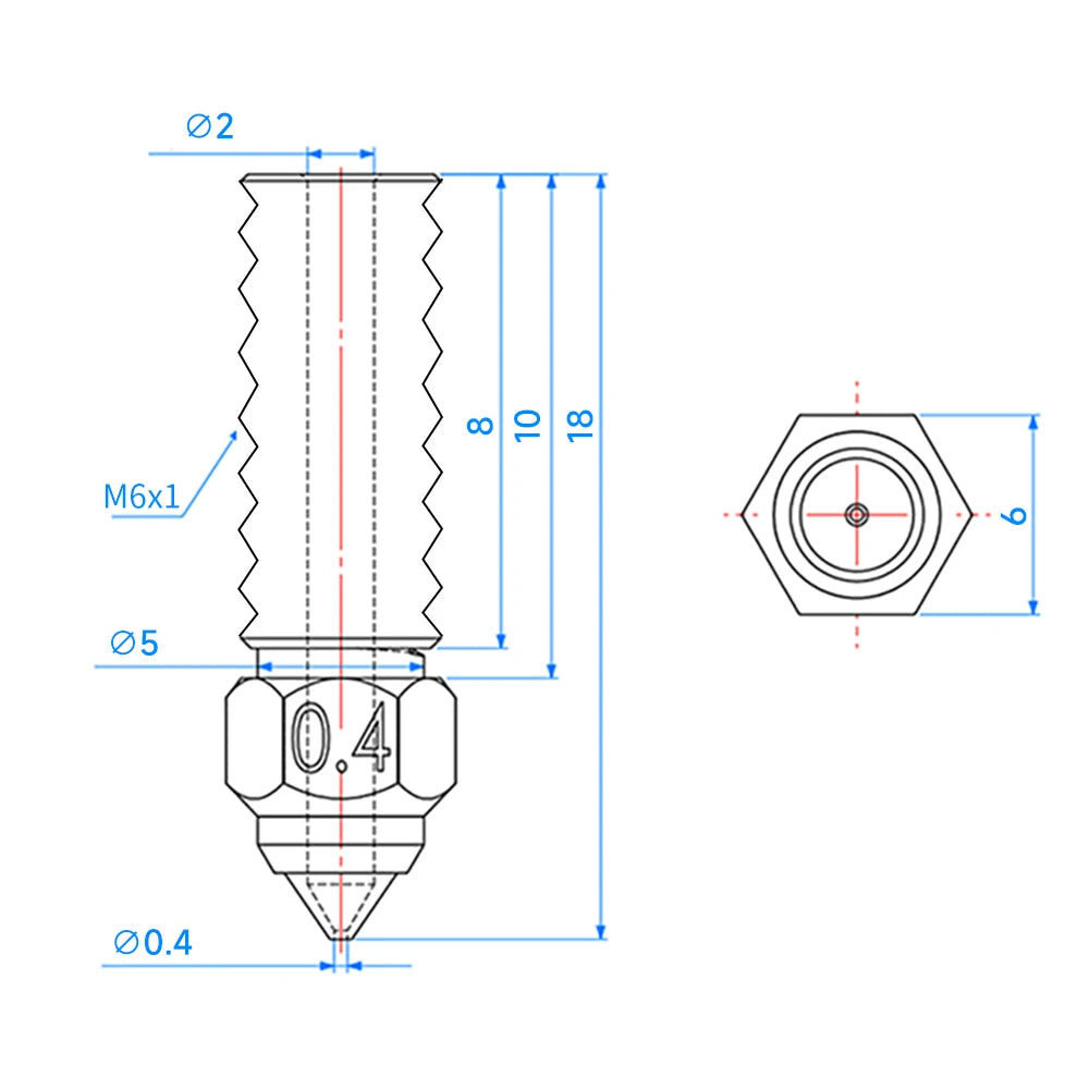 Für ELEGOO Neptune 4 Düsen aus gehärtetem Stahl, 1,75 mm Düsenlänge 18 mm, für Elegoo Neptune 4 Pro 3D-Drucker