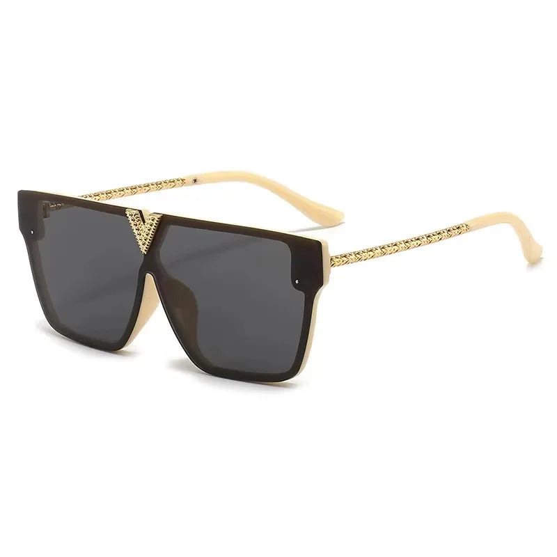 Sonnenbrille mit Buchstabe V für Damen und Herren, quadratischer Rahmen, zum Fahren, beliebter UV-Schutz, schwarze Sonnenbrille, Markendesign, berühmte Brillen 2025,