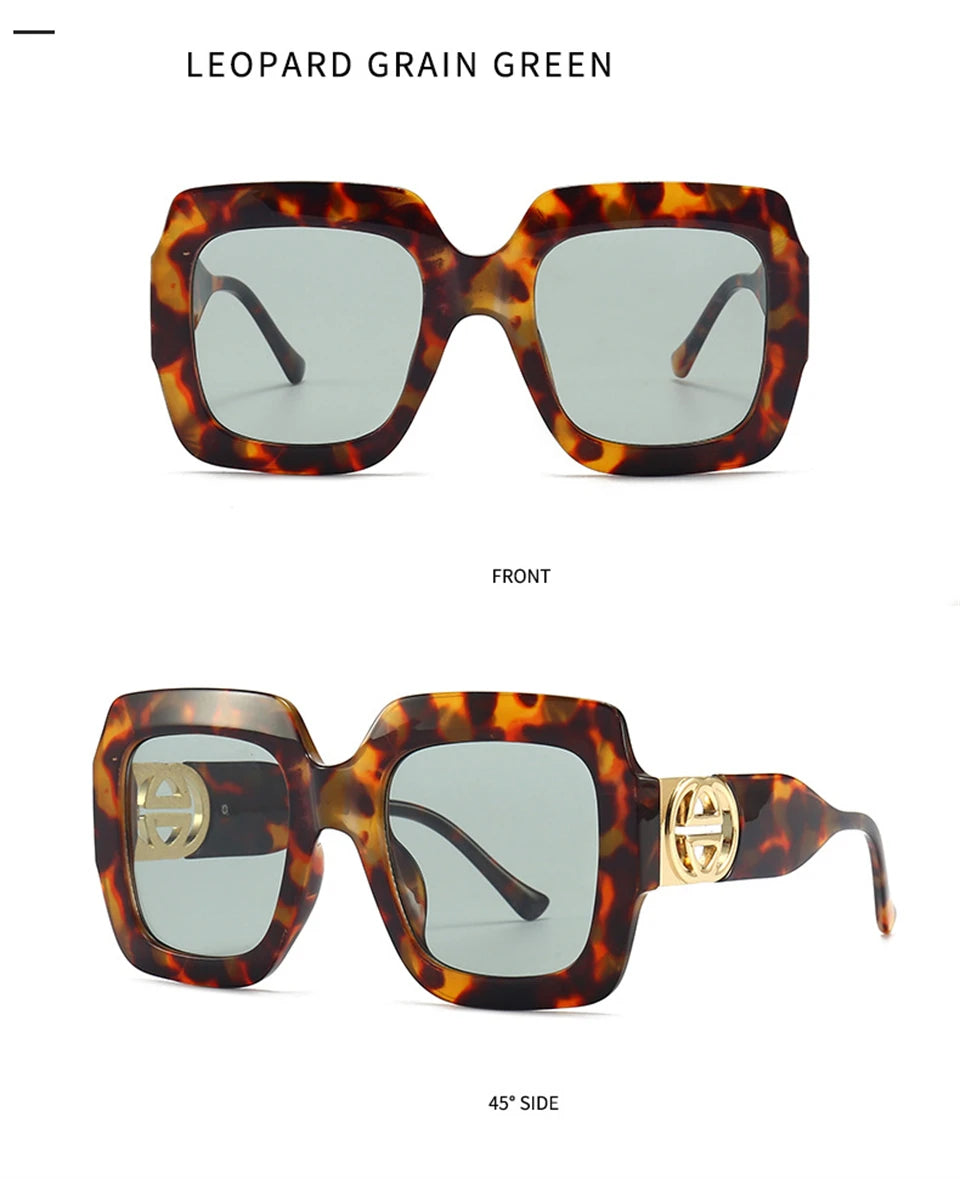 2024 Retro übergroße quadratische Sonnenbrille Frauen Luxusmarke Big Frame Sonnenbrille für Männer Vintage Punk Shades UV400 Tendy Brillen
