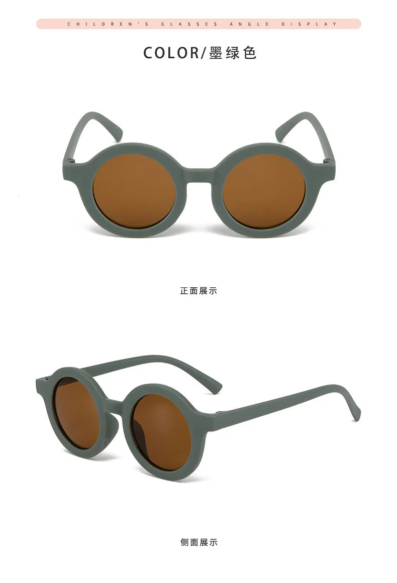 Kindersonnenbrille, runder Rahmen im Einsatzstil, Baby-Sonnenbrille für 1–7 Jahre alte Babys, Sonnenschutz, Sonnenschutz