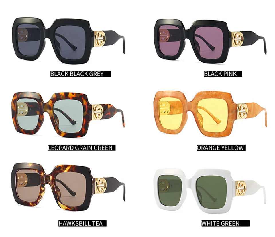 2024 Retro übergroße quadratische Sonnenbrille Frauen Luxusmarke Big Frame Sonnenbrille für Männer Vintage Punk Shades UV400 Tendy Brillen
