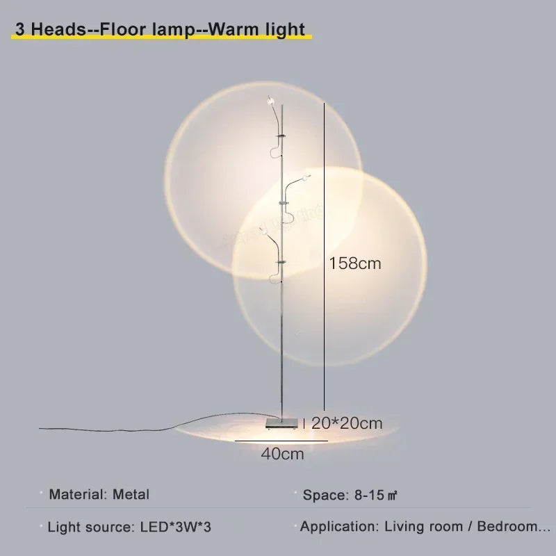 Moderne minimalistische Designer-Projektionslampe mit mehreren Köpfen, minimalistischer Stil, Heimdekoration, Licht, Wohnzimmer, LED-Stehlampe