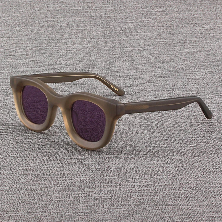2024 Retro-Sonnenbrille für Damen und Herren, modisch, Acetat, quadratisch, grau, grüner Rahmen, matt gefrostet, UV400, handgefertigte Sonnenbrille
