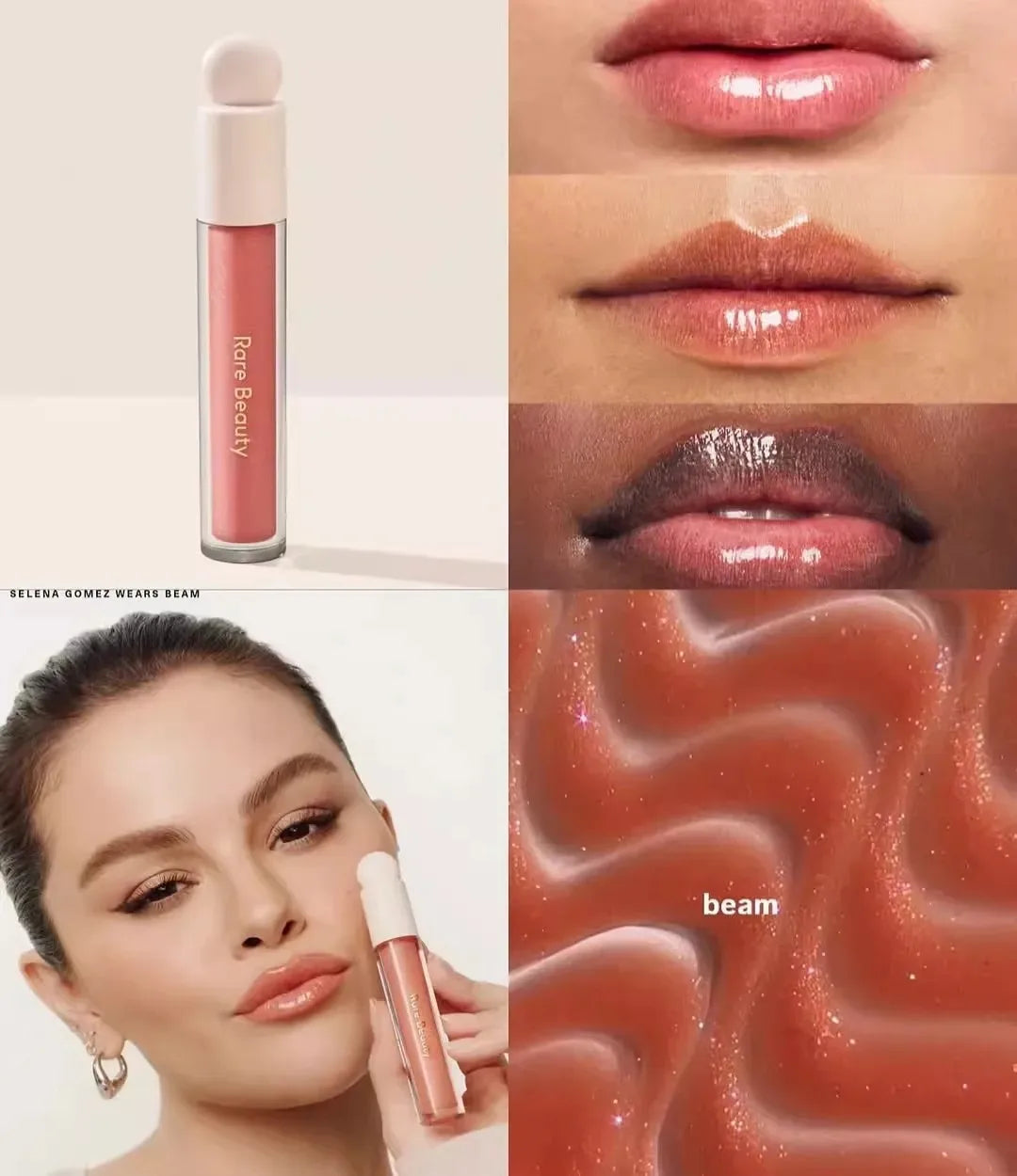 Rare Beauty Neuer exquisiter glänzender Lipgloss, glänzendes flüssiges Pulver, Bluesher Sun Kissed Cheeks und wässrige Lippen, Lippenstift-Kosmetik