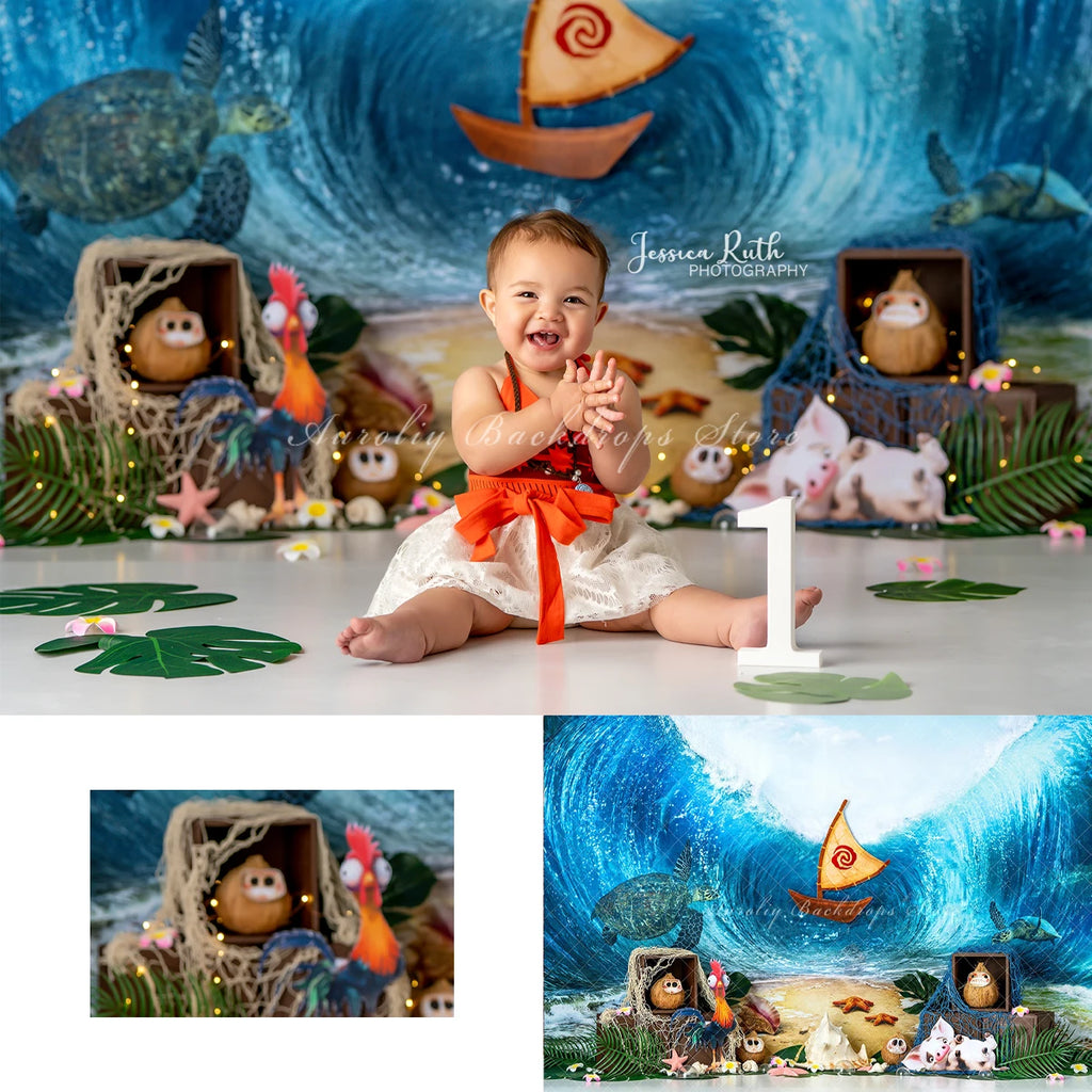 Ozeanforschung Hintergründe Cake Smash Kinder Erwachsene Fotografie Requisiten Kind Baby Dekore Strand Wellen Tropic Affair Foto Hintergrund