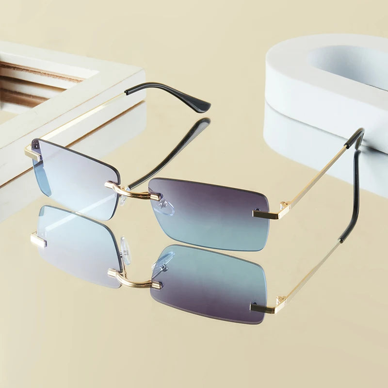 1 Stück Herrenmode-Brille, neu, Metall, rahmenlos, elegant, Retro, vielseitig, trendig, geeignet für den täglichen Gebrauch, Urlaub, Outdoor, Sonnenschutz