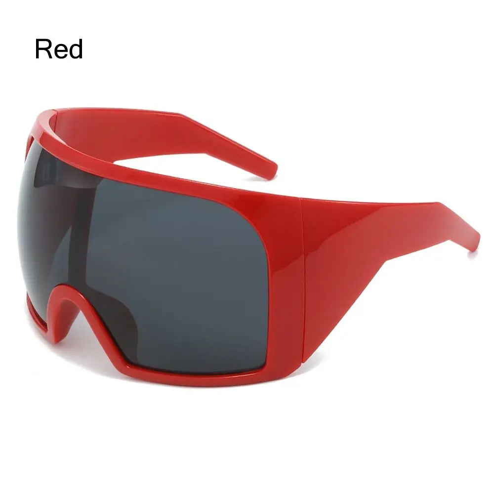 Futuristische Wrap-Around-Sonnenbrille Rave gebogene Linse UV400-Schutz 2000er Brillen übergroße Y2K-Sonnenbrille für Frauen und Männer