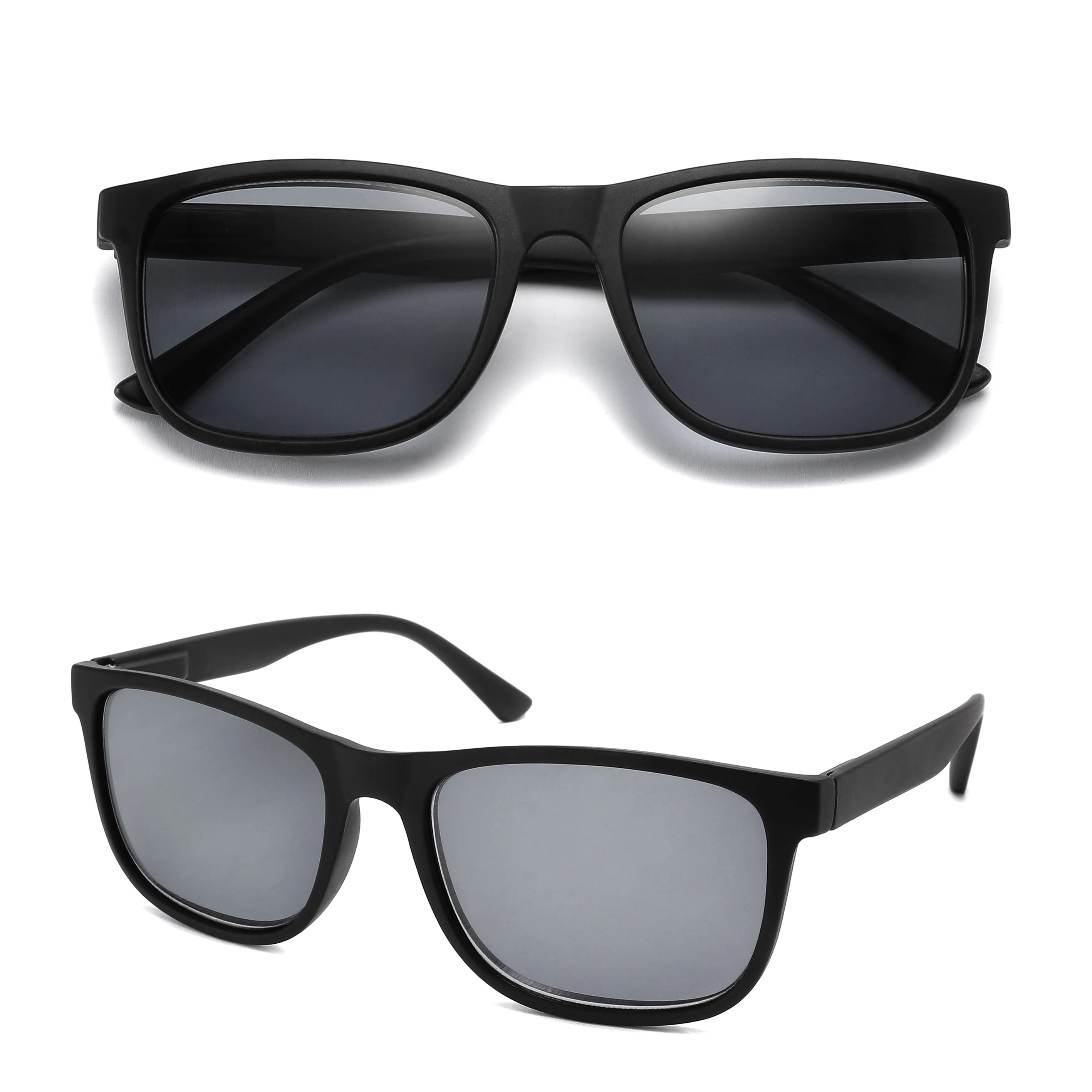 Lesesonnenbrille für Damen und Herren, quadratisch, klassischer Rahmen für den Außenbereich, Sonnenbrille, Lesebrille mit Dioptrien-Federscharnier