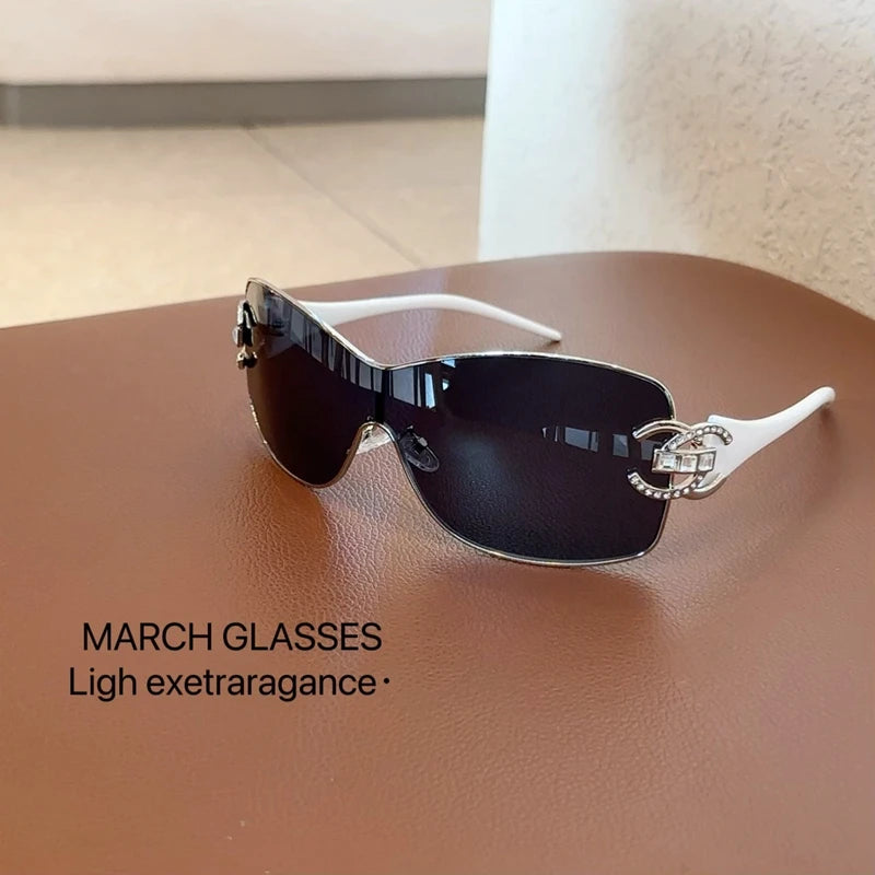 Neue Verbundene Luxus Frauen Sonnenbrille Übergroßen Frau Sonnenbrille Schwarz Brillen Trendy Männer Glas Lentes De Sol Mujer 2025