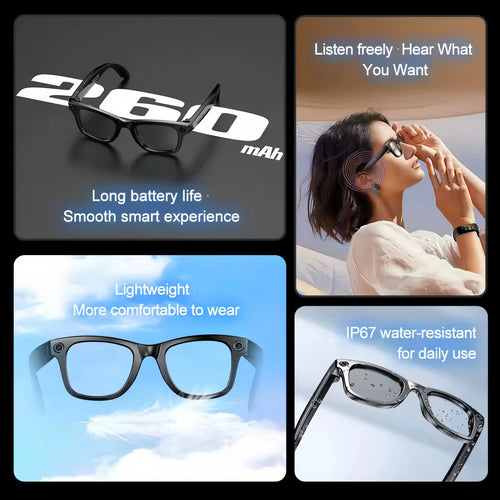 2025 Smart-Sonnenbrille, intelligente Brille mit Kamera, Video, 8 MP, Übersetzung, Bluetooth, Anruf, Musikwiedergabe, Männer und Frauen, Aufnahme ab 100 Jahren