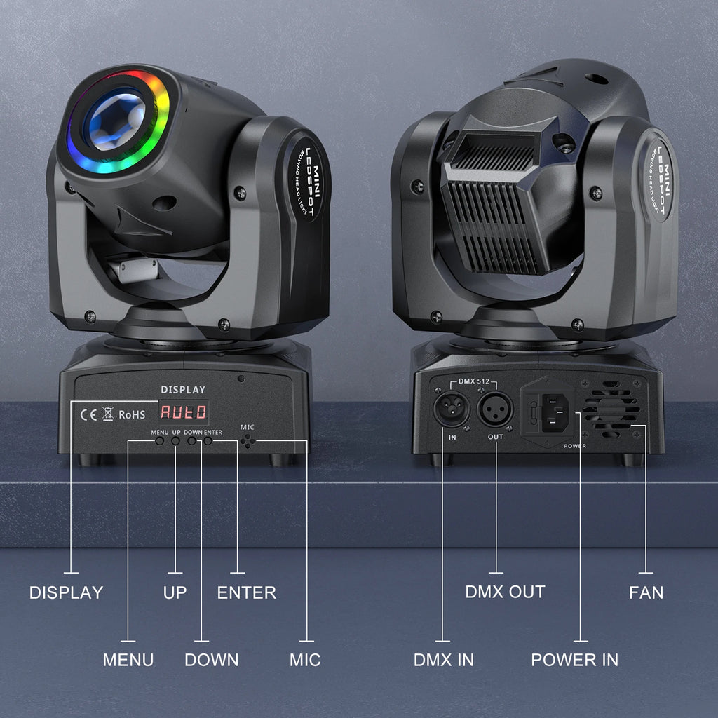 2 Stück 50W Beam Moving Head Licht RGB Farbmischung Musterlichter Bühneneffektbeleuchtung für Disco Show Konzert Party KTV Theater