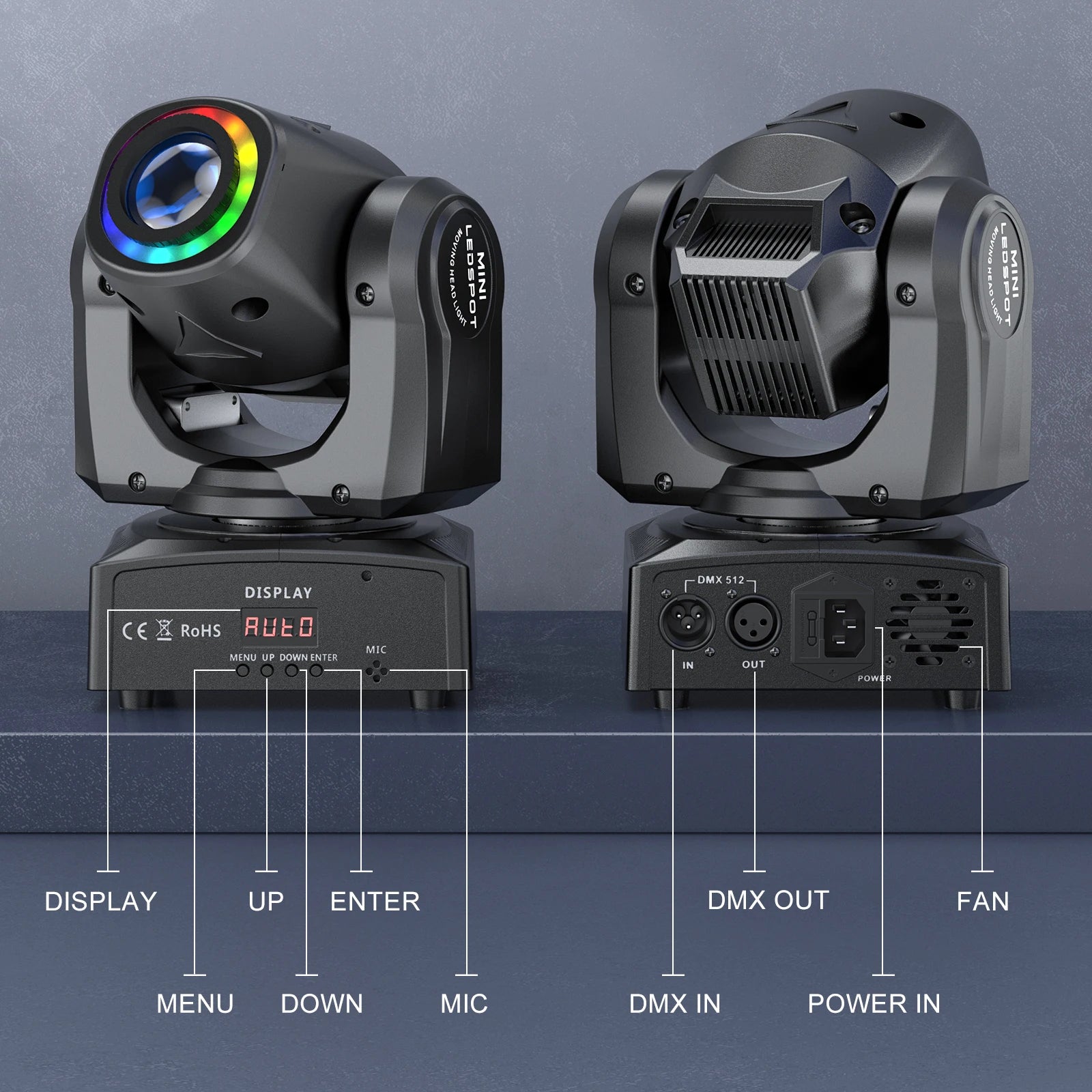 2 Stück 50W Beam Moving Head Licht RGB Farbmischung Musterlichter Bühneneffektbeleuchtung für Disco Show Konzert Party KTV Theater