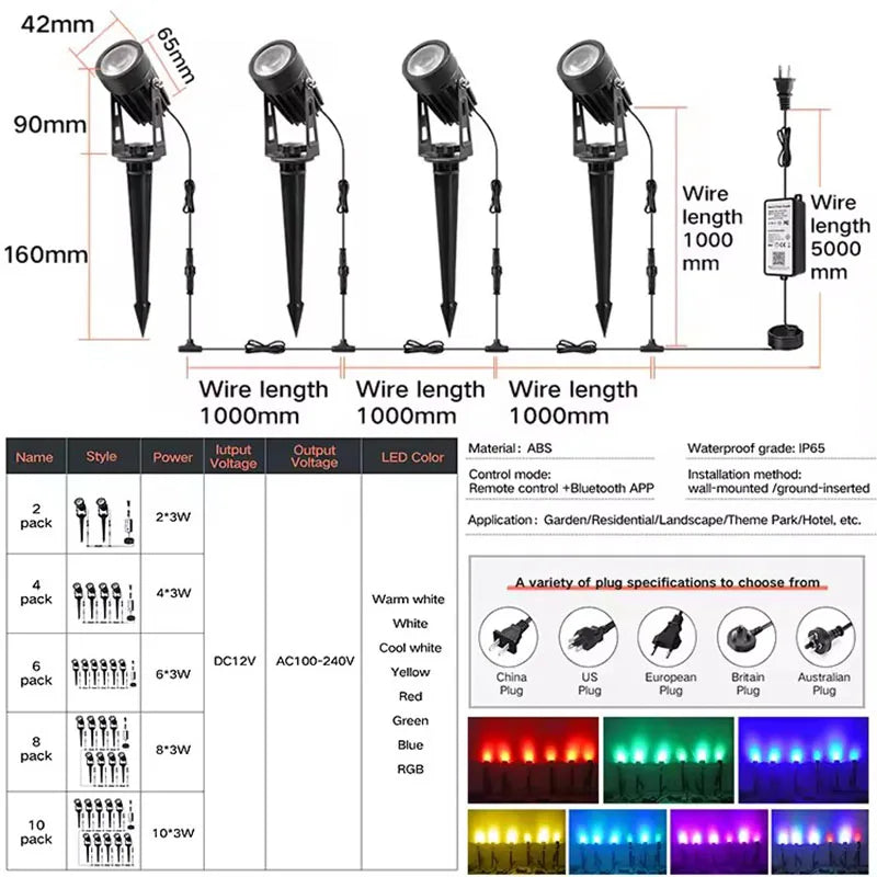 2/4/6/8PCS RGB Smart App LED Garten Lichter Mini Spike Boden Spot Dekorative Garten Beleuchtung