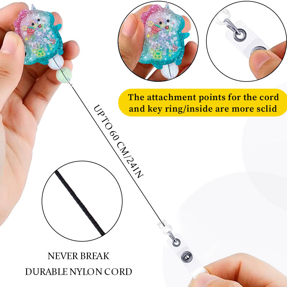 2023 Neues Design, 1 Stück, glitzerndes Acryl, einziehbare Krankenschwester-Abzeichenrolle, Anime-Flasche, Süßigkeiten-Perlen, Studenten-Ausweishalter, Umhängeband