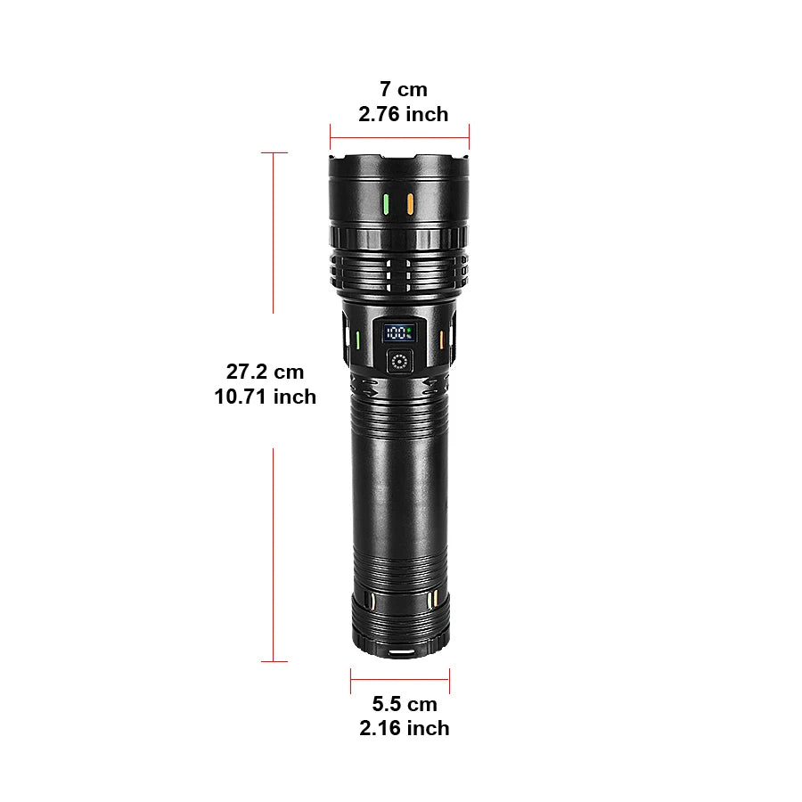 100000000LM Ultrahelle 15000 mAh USB C wiederaufladbare Taschenlampe Hochleistungs-Taschenlampen Wasserdichte Camping-Laterne Digitalanzeige