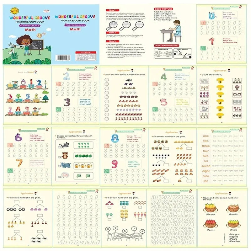 4 bücher Stift Magie Kopie Buch Kostenloser Abwischen Kinder Kinder Schreiben Aufkleber Praxis Englisch Copybook Für Kalligraphie Montessori Geschenk