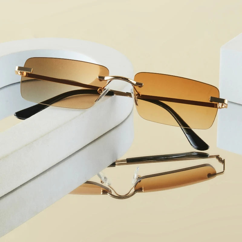1 Stück Herrenmode-Brille, neu, Metall, rahmenlos, elegant, Retro, vielseitig, trendig, geeignet für den täglichen Gebrauch, Urlaub, Outdoor, Sonnenschutz