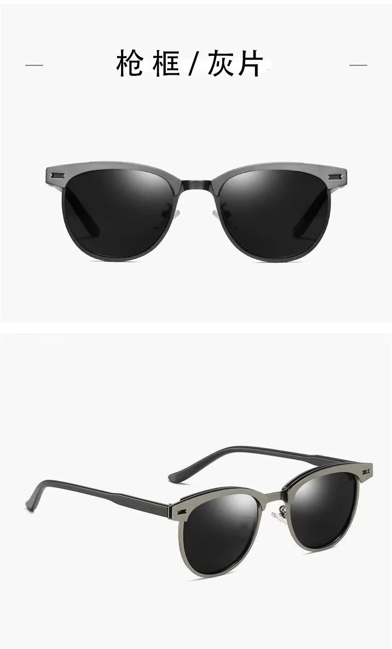 Polarisierende Sonnenbrille Männer Kleine Runde Rahmen Retro Flow Sonnenschutz UV Gläser Sport Outdoor Reise Brillen T248