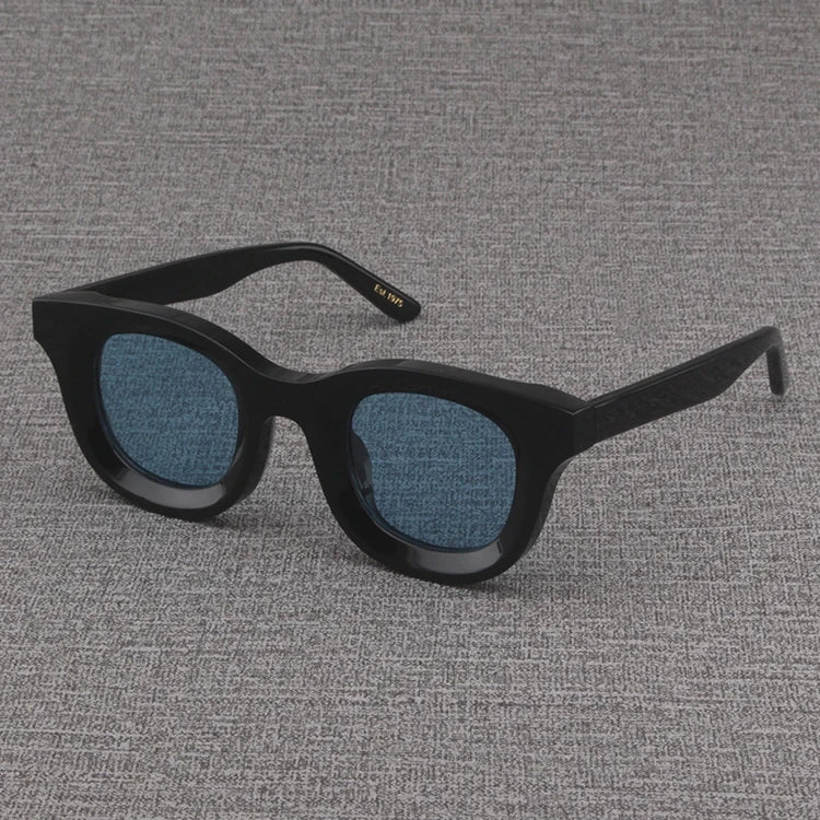 2024 Retro-Sonnenbrille für Damen und Herren, modisch, Acetat, quadratisch, grau, grüner Rahmen, matt gefrostet, UV400, handgefertigte Sonnenbrille