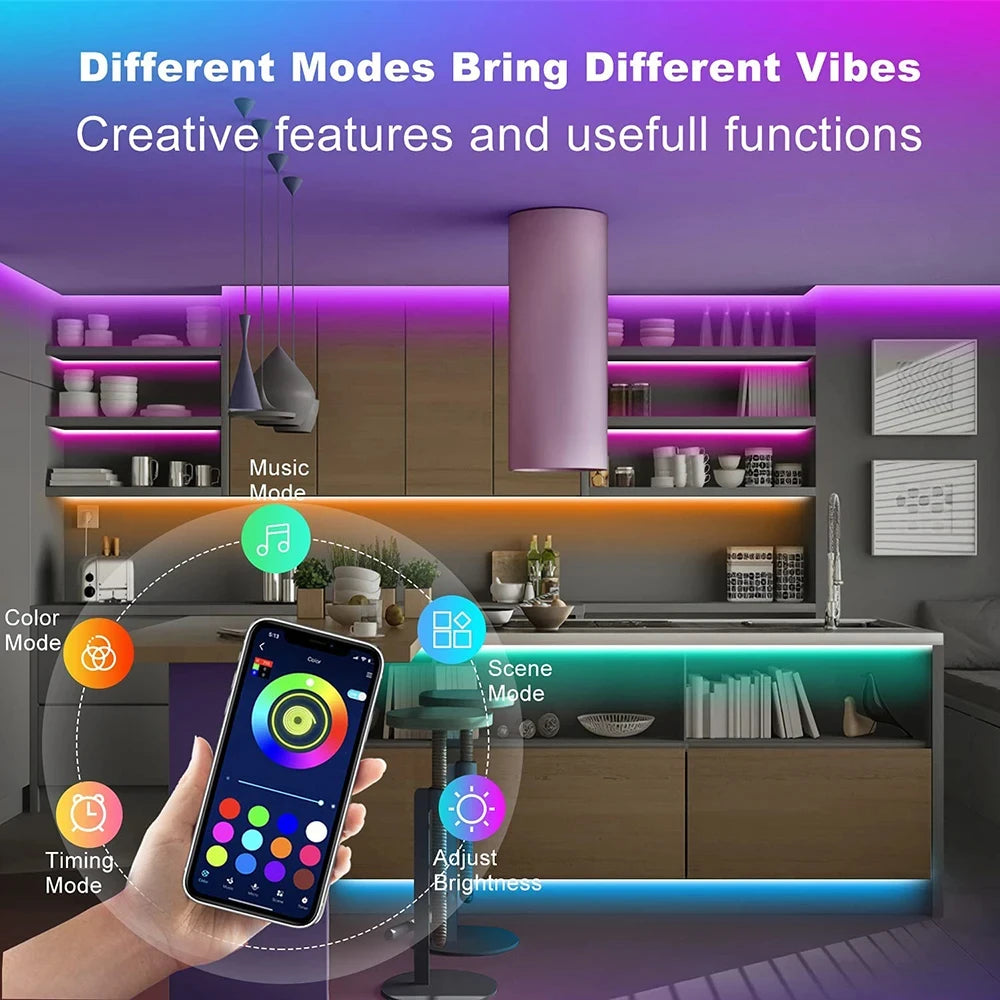 Bluetooth LED Streifen Lichter Smart SMD 5050 APP Fernbedienung Flexible Band Diode Lampe Band TV Hintergrundbeleuchtung Spiel Zimmer Wohnkultur