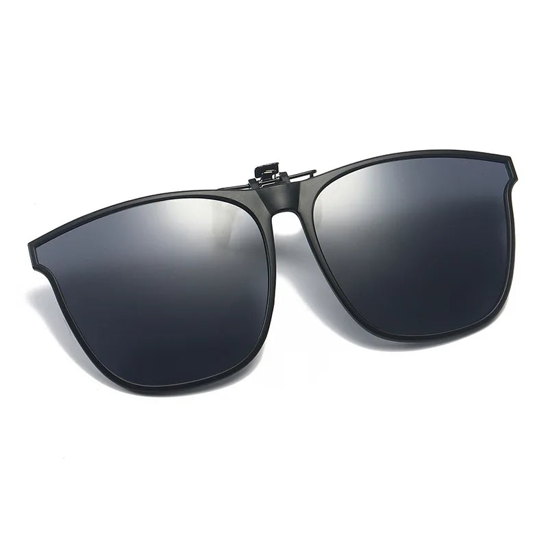 Polarisierte Clip-On-Sonnenbrille für Herren, Autofahrerbrille, UV400, Sonnenbrille, blendfrei, quadratische Vintage-Brille
