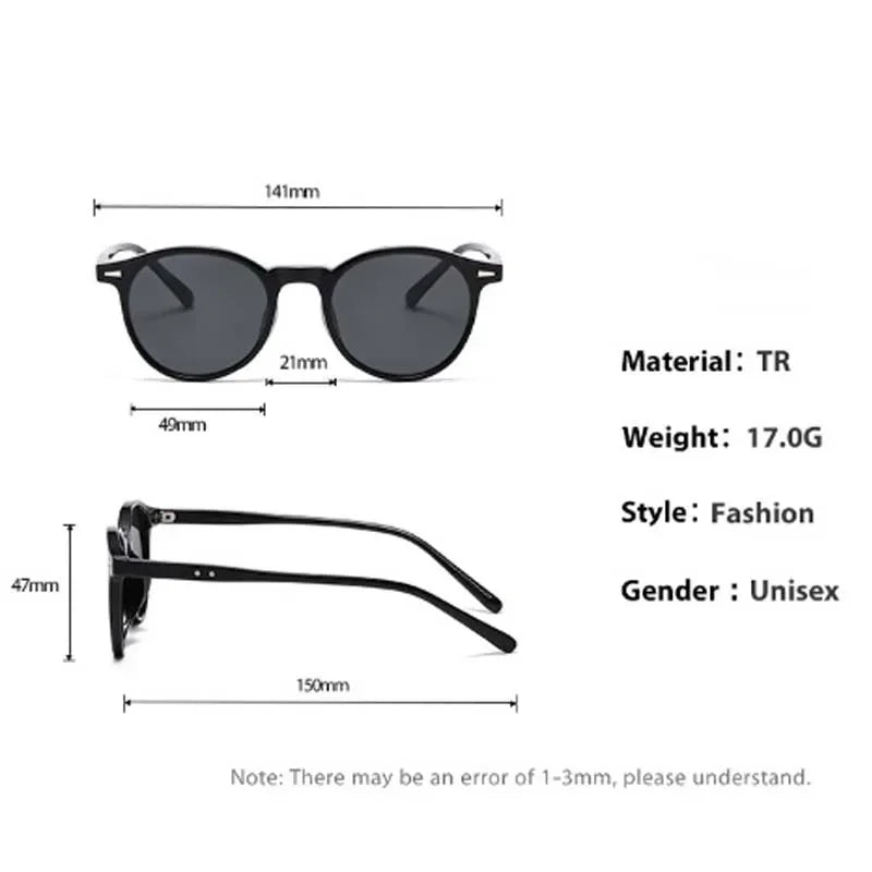 Stilvolle Sonnenbrille mit rundem Rahmen für Herren und Damen, lässig, Vintage-Stil, Outdoor-Sportbrille, Unisex, ultraleicht, UV400, Sonnenbrille