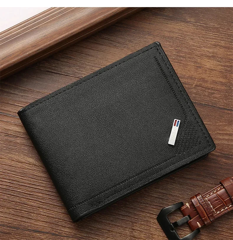 Kurze Herren-Geldbörse aus Leder, dünne Geldbörse, faltbar, minimalistisch, weiches Leder