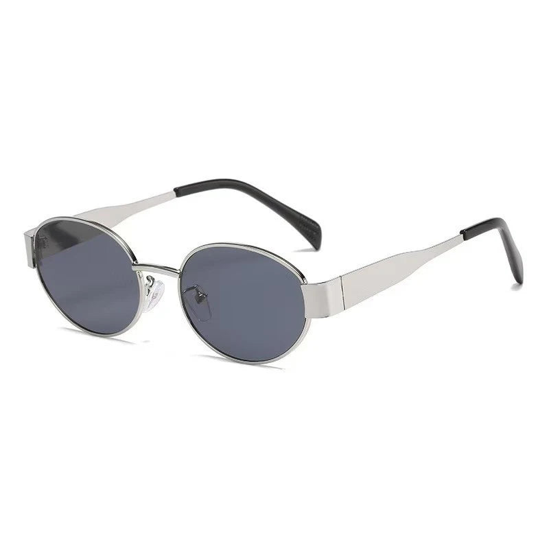 Luxuriöse Marken-Sonnenbrille aus Metall für Damen und Herren, Unisex, Designer-Mode-Sonnenbrille, ovale, stilvolle Unisex-Brillenschirme