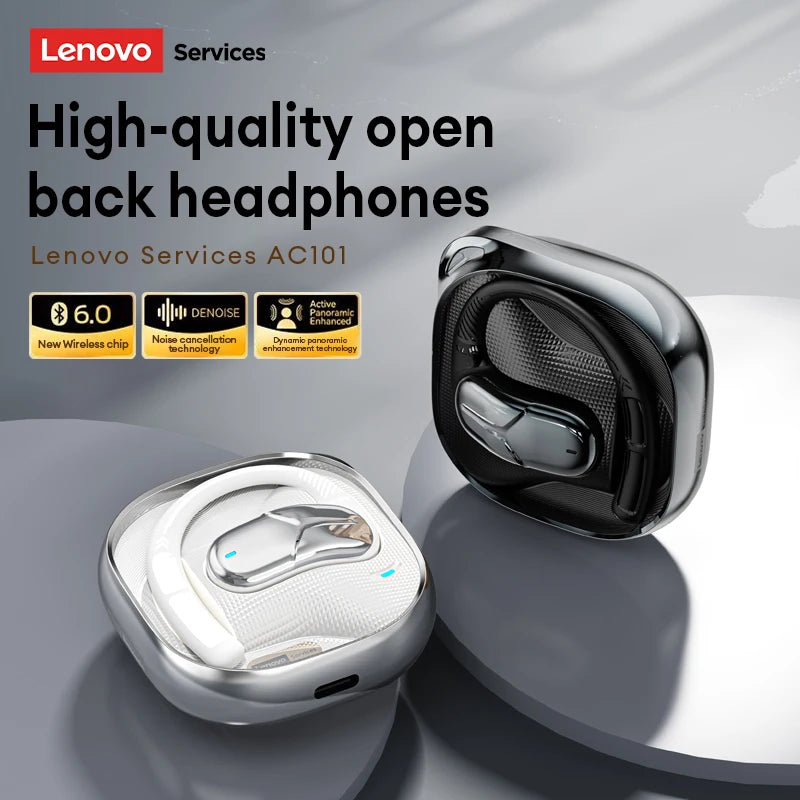 Neue Lenovo AC101 OWS Bluetooth 6.0 Kopfhörer ENC Geräuschunterdrückung Kabellose Ohrhörer Lange Akkulaufzeit Surround Sound Sport-Ohrhörer