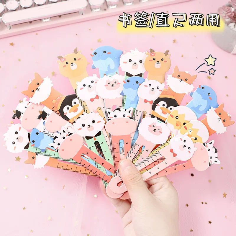 50 Stück Cartoon niedliches Tier Papier Lesezeichen Karte Anzug Mini Lineal Lesezeichen Marker Clip Student kreatives Briefpapier Geschenk Awards