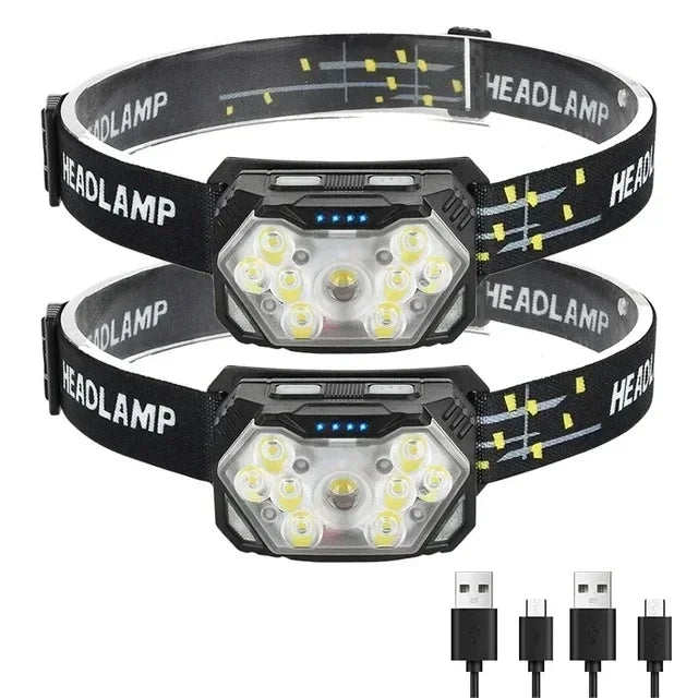 2000 Lumen Led USB Aufladbare Scheinwerfer Motion Sensor Scheinwerfer Wasserdichte Kopf Taschenlampen Outdoor Camping Angeln Kopf Lampe