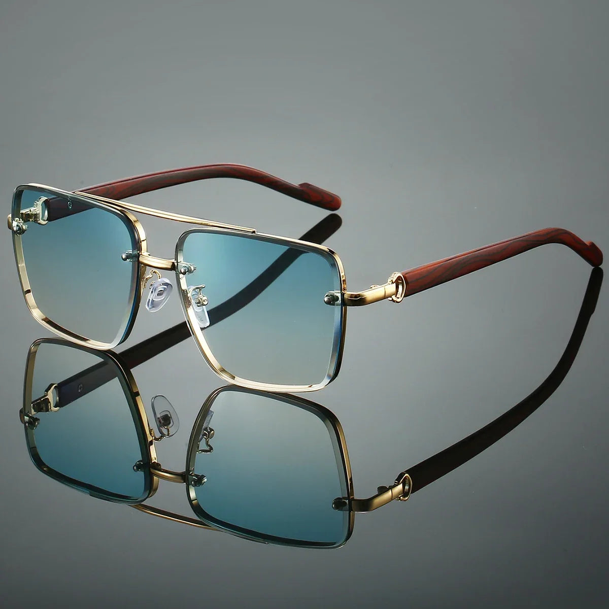 KAMMPT Mode Retro Quadratische Metall Shades frauen Original Marke Design Fahren Sonnenbrille Neue Doppel Brücke Pilot Sonnenbrille