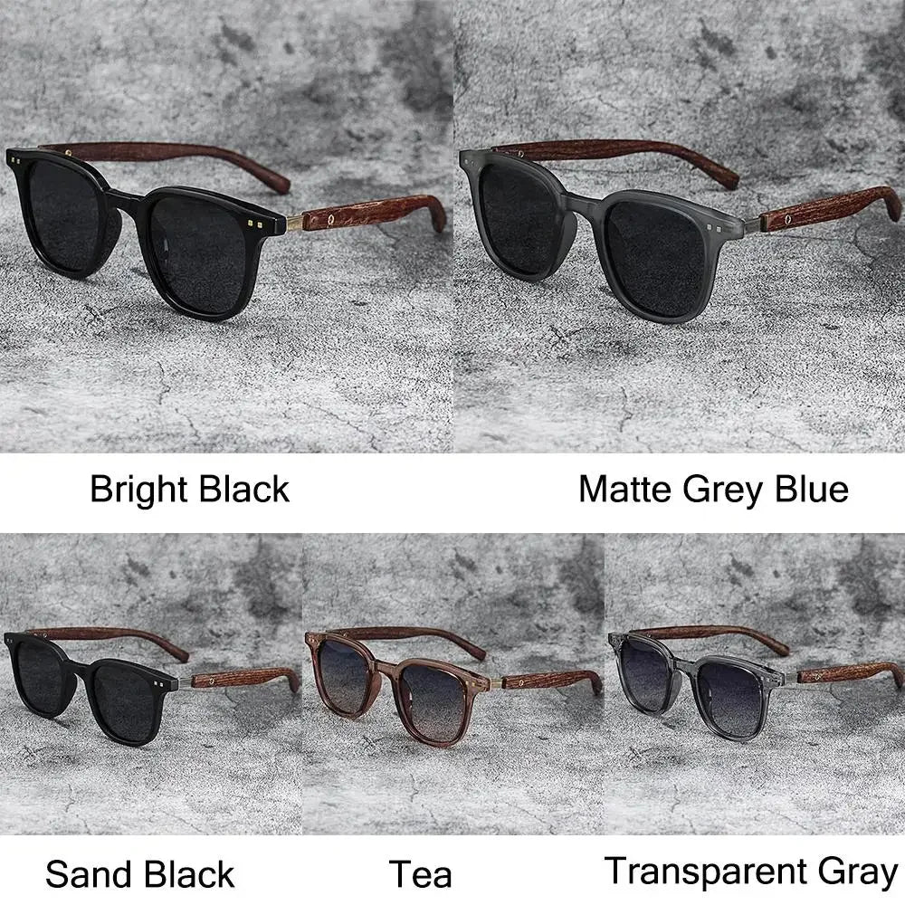 Trendige Retro-Sonnenbrille mit Holzmaserung – polarisierter UV-Schutz für Männer und Frauen, perfekt für Radfahren und Straßenfotografie im Freien