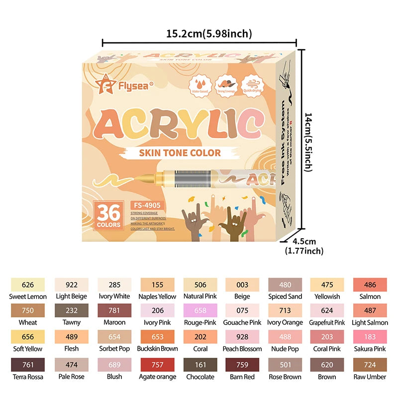 Hauttöne  Kunstmarker  Flexible Pinselspitze  Acrylfarbenstifte-Set  für  Felsmalerei  Holz  Skizzenporträt  Manga  Abbildung
