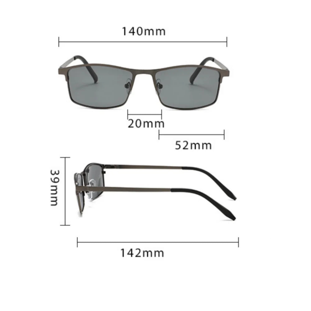 Vintage Herren-Sonnenbrille im Retro-Stil mit Metallrahmen, quadratische Sonnenbrille, UV-Schutz, modische Designer-Brille, Sonnenbrille für Herren