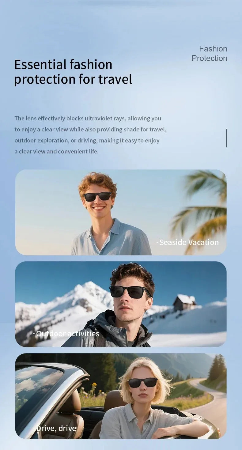 Intelligente Brille, Bluetooth-Anruf, Outdoor-Sport-Kopfhörer, KI-Sprachnavigation, photochrome Linse, wasserdichte Anti-UV-Smart-Sonnenbrille
