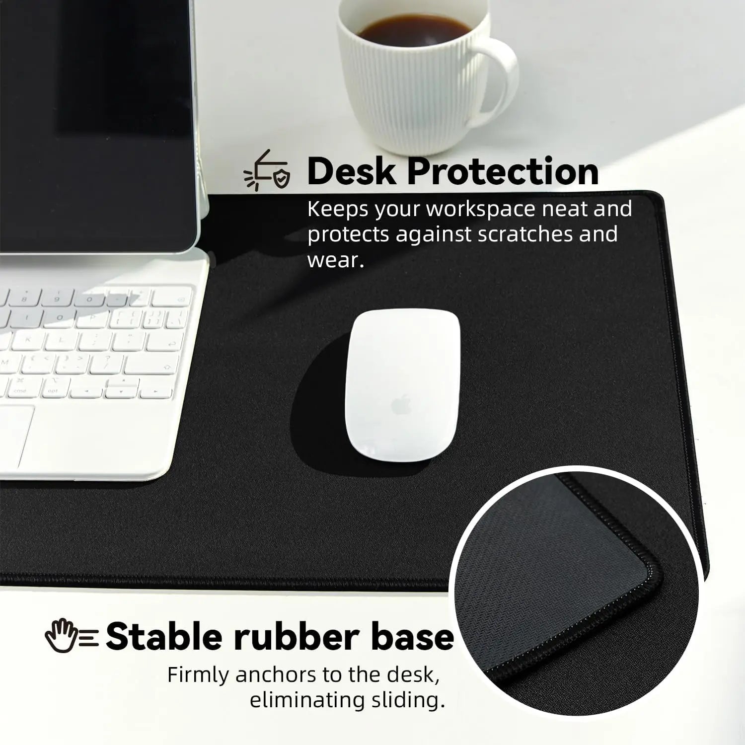 Großes Gaming-Mauspad mit genähten Kanten, rutschfester Gummibasis, großes Computer-Tastatur-Mauspad, Schreibtischunterlage für Home-Office-Gaming