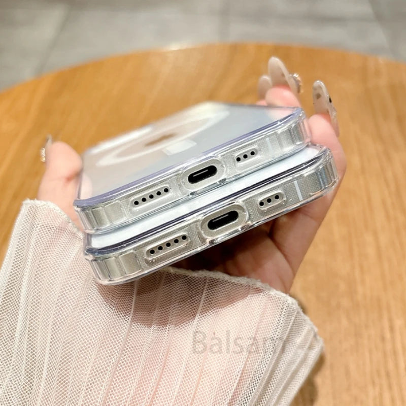 Für Magsafe Magnetische Transparente Telefon Fall Für iphone 16E 15 14 13 12 Mini 11 16 Pro Max XR X XS Max 7 8 Plus SE2020 Soft Cover